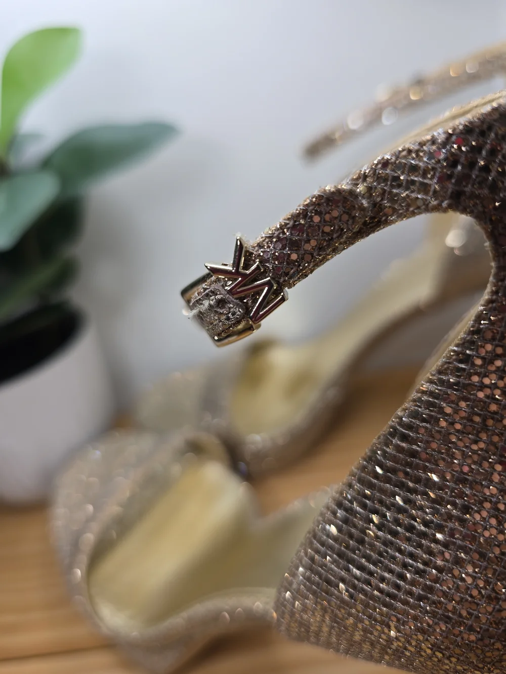 Michael Kors Margot Gold Glitter Ankle-Strap Platform Heels 9.5M